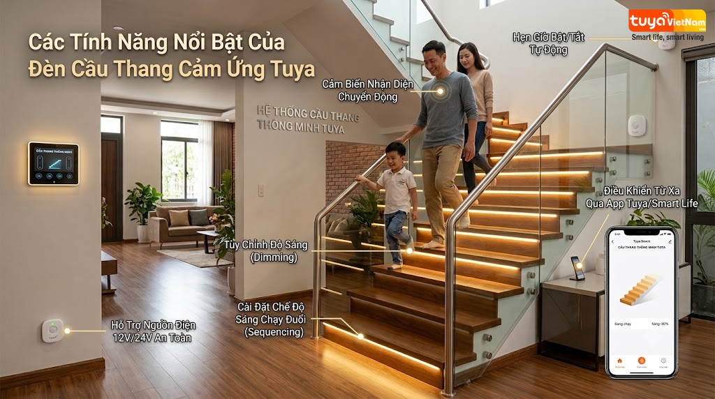 Cac tinh nang cua cau thang thong minh Tuya