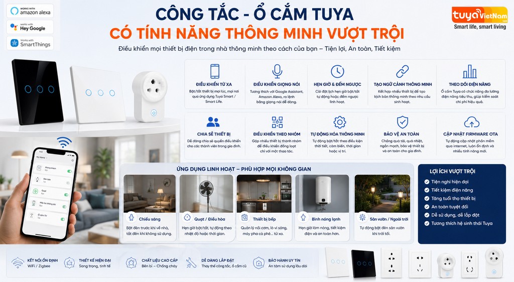 Tinh nang thong minh Cong tac - O cam Tuya